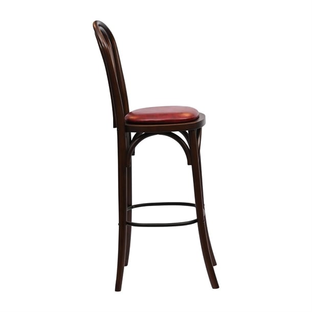 Hoop Back Bar Chair in Dark Walnut with Bison Bordeaux Seat hx837