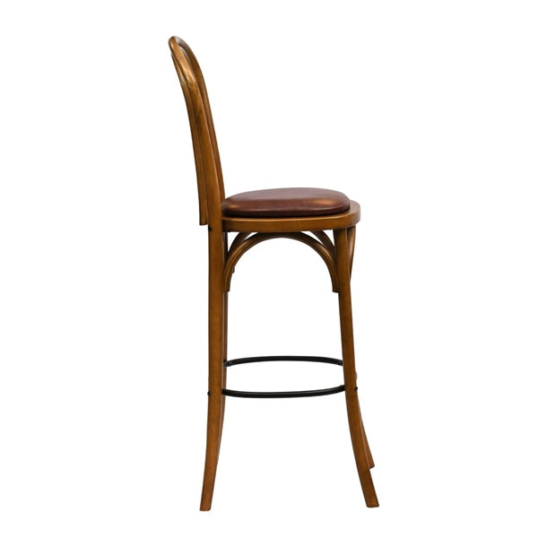 Hoop Back Bar Chair in Weathered Oak with Bison Espresso Seat hx842
