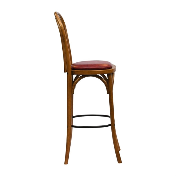 Hoop Back Bar Chair in Weathered Oak with Bison Bordeaux Seat hx844