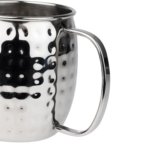 Olympia Barware Hammered Stainless Steel Mug 440ml hy113