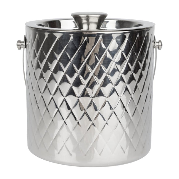 Olympia Geo Double Wall Ice Bucket Stainless Steel 1950ml hy134