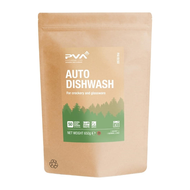 PVA Hygiene Water Soluble Paper Sachets Machine Dishwash (50 Pack) hz309