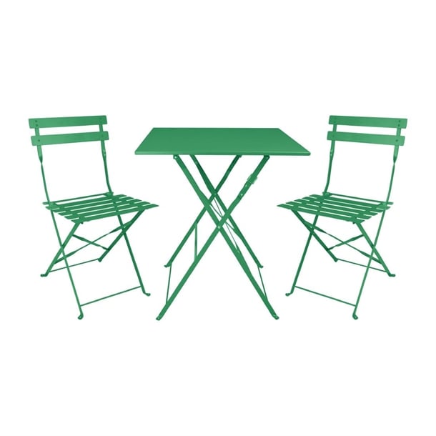 Bolero Perth Forest Green Pavement Style Steel Table Square 600mm hz366
