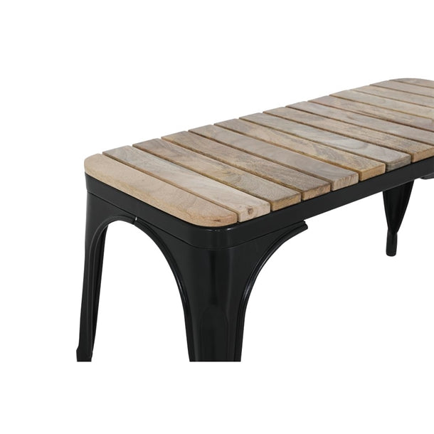 Bolero Bistro Indoor Bench Slatted Mango Wood & Black Frame 850mm (2 Pack) hz816