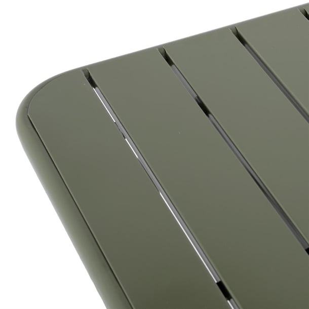 Bolero Amalfi Square Slatted Steel Folding Table Olive Green 700mm hz820