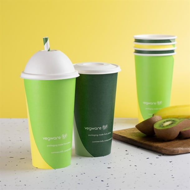 Vegware Nourish Moulded Fibre Cold Cup Dome Lids with Hole 89-Series (1000 Pack) hz943