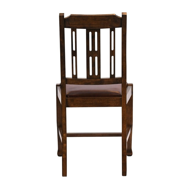 Lattice Back Dining Chairs in Vintage Wood with Bison Espresso Seat (6 Pack) ja280