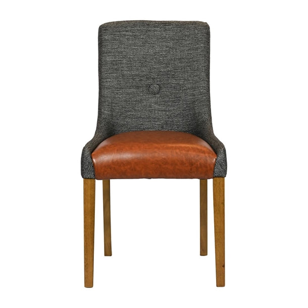 Bath Weathered Oak Dining Chairs with Smoke Back & Tan Seat (6 Pack) ja297