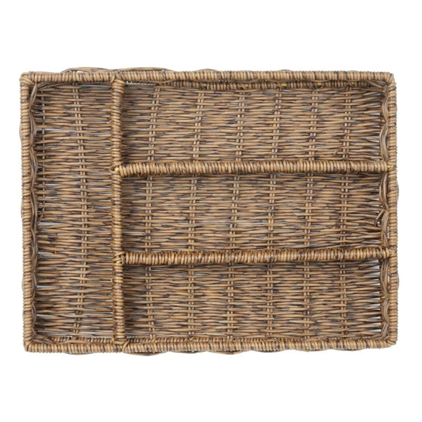 Olympia Polywicker Cutlery Organiser Dark Brown 340x250mm ja357