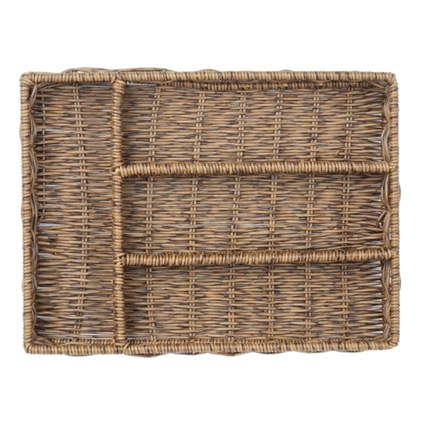 Olympia Polywicker Cutlery Organiser Dark Brown 340x250mm ja357