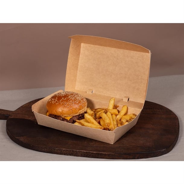 Notpla 7"x5" Clamshell Takeaway Boxes - Kraft (200 Pack) jb802
