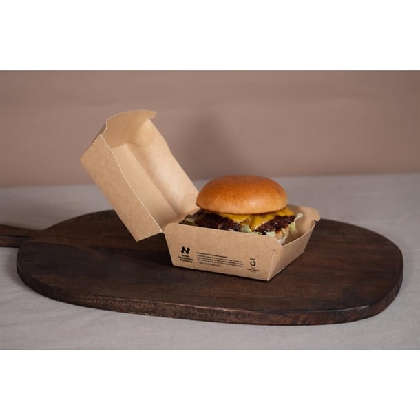 Notpla 6" Clamshell Burger Boxes - Kraft (300 Pack) jb805
