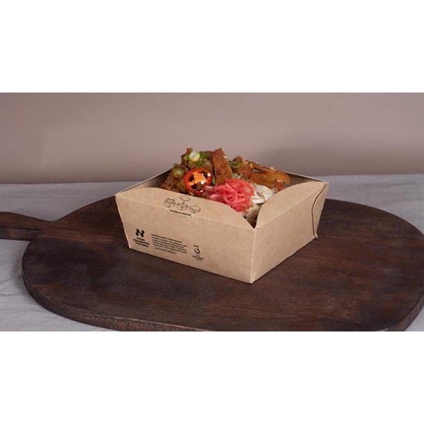 Notpla Clip & Close Food Boxes 1000ml - Kraft (260 Pack) jb812