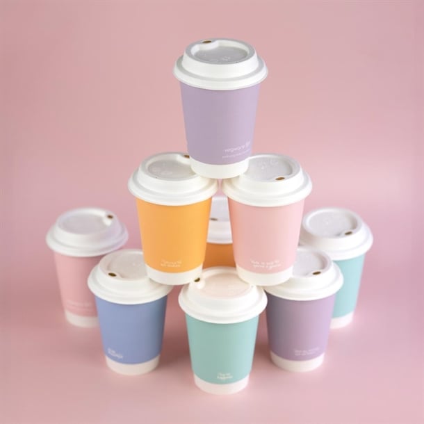 Vegware Feel Good Double Wall Pastel Hot Cups 12oz (500 Pack) jb818