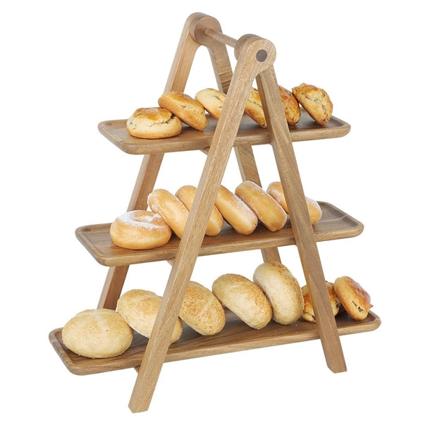Olympia Acacia Wood 3-Tier Serving Trays with Display Stand jb989