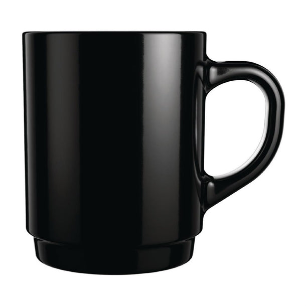Arcoroc Opal Stackable Mugs Black 250ml (6 Pack) jc976