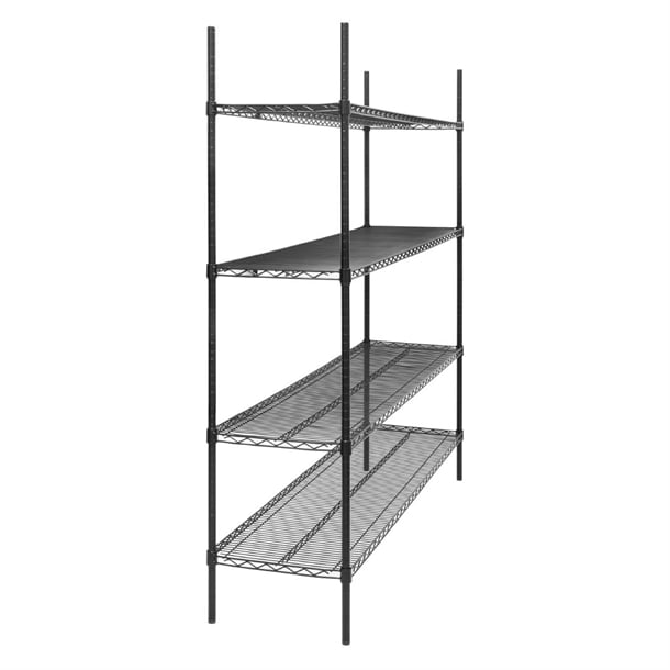 Nisbets Essentials Flat Pack 4 Shelf Unit Black Epoxy Coated p_je360