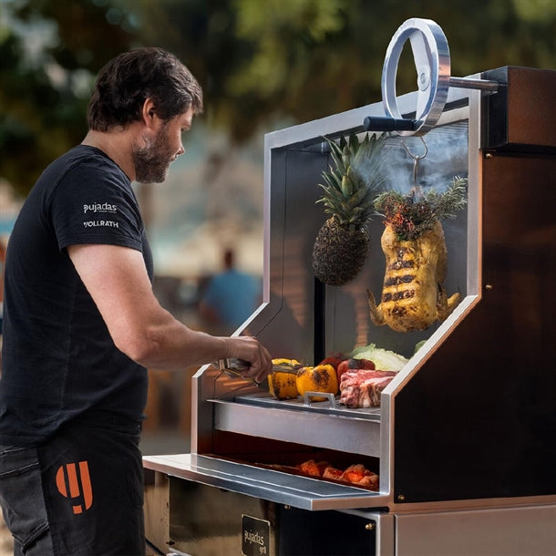 Pujadas Open Grill with Rod Bars and Mobile Cabinet 8581010B je922