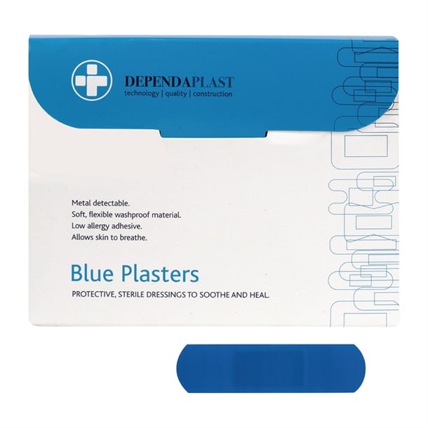 Dependaplast Blue Food Area Plasters 7.5x2.5cm ( 100 Pack) jf013