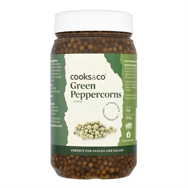 Cooks & Co Whole Green Peppercorns in Brine 1kg ka066