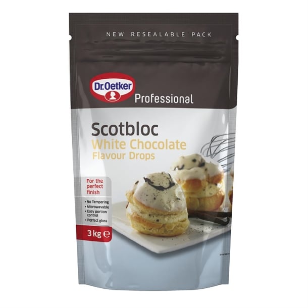 Dr Oetker Scotbloc White Chocolate Flavoured Drops 3kg ka082