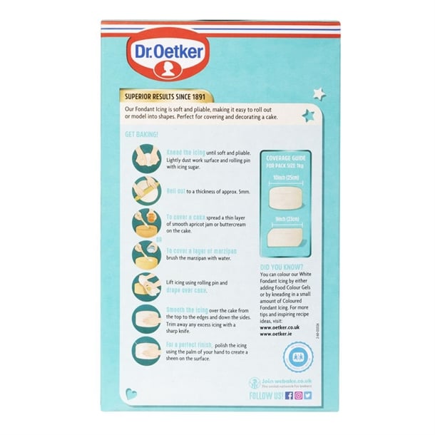 Dr. Oetker Soft Fondant White Icing Ready to Roll 1kg ka083
