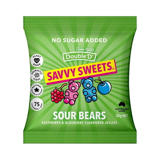 Savvy Sweets Sour Bears 50g (12 Pack) ka612