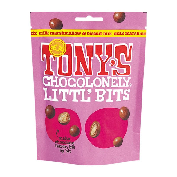 Tony's Chocolonely Littl' Bits Milk Marshmallow Biscuit Mix 100g (8 Pack) ka616