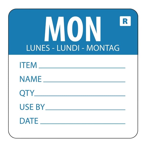 Hygiplas Removable Day of the Week Label Monday (500 Pack) l066