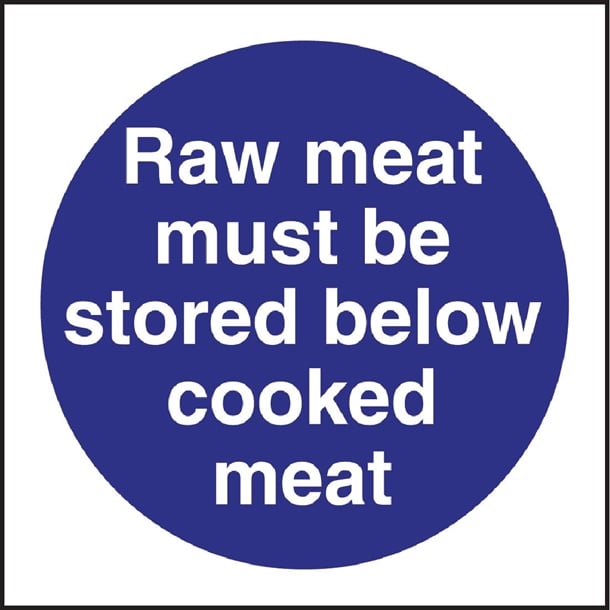 Vogue Raw Meat Must Be Stored Below Cooked Meat Sign l834