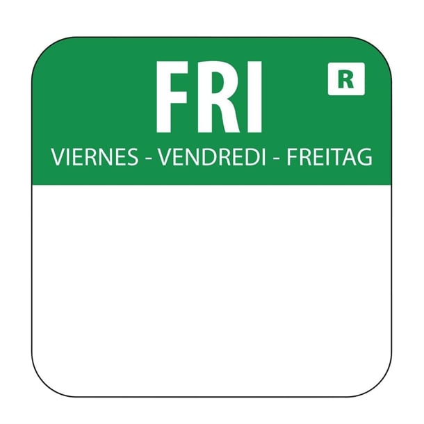 Hygiplas Removable Colour Coded Food Labels Friday (1000 Pack) l935