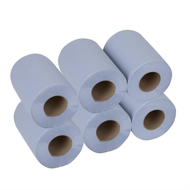 Nisbets Essentials Centrefeed Blue Rolls 2-Ply 320 Sheets (6 Pack) sa836