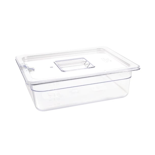 Vogue Polycarbonate 1/2 Gastronorm Container 100mm Clear u229