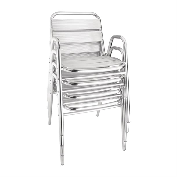 Bolero Aluminium Stacking Chairs Arched Arms (4 Pack) u501