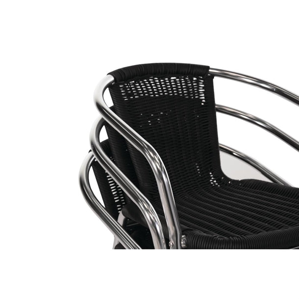Bolero Aluminium and PE Wicker Chairs Black (4 Pack) u507