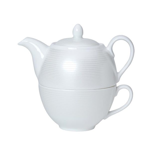 William Edwards Spiro Teacup and Pot Sets White (6 Pack) vv3007