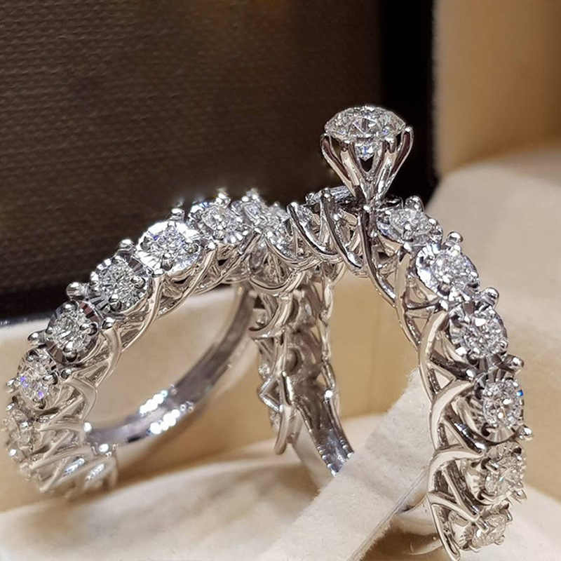 Elegant Zircon Ring Set 2 Pcs - USTAD HOME