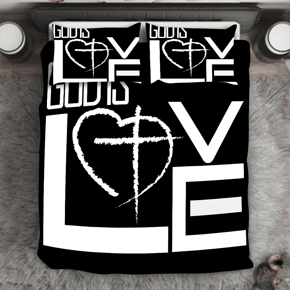 Durable and long-lasting "GOD is LOVE" 3-Piece Bedding Set - USTAD HOME