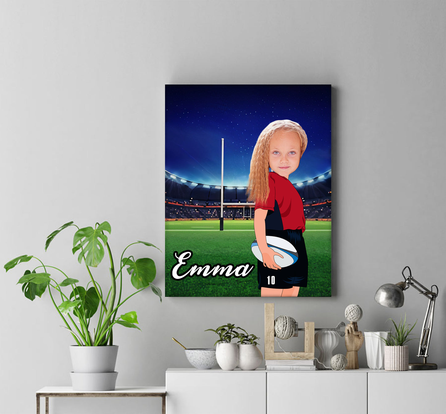 Personalised Rugby Girl Canvas Print - USTAD HOME
