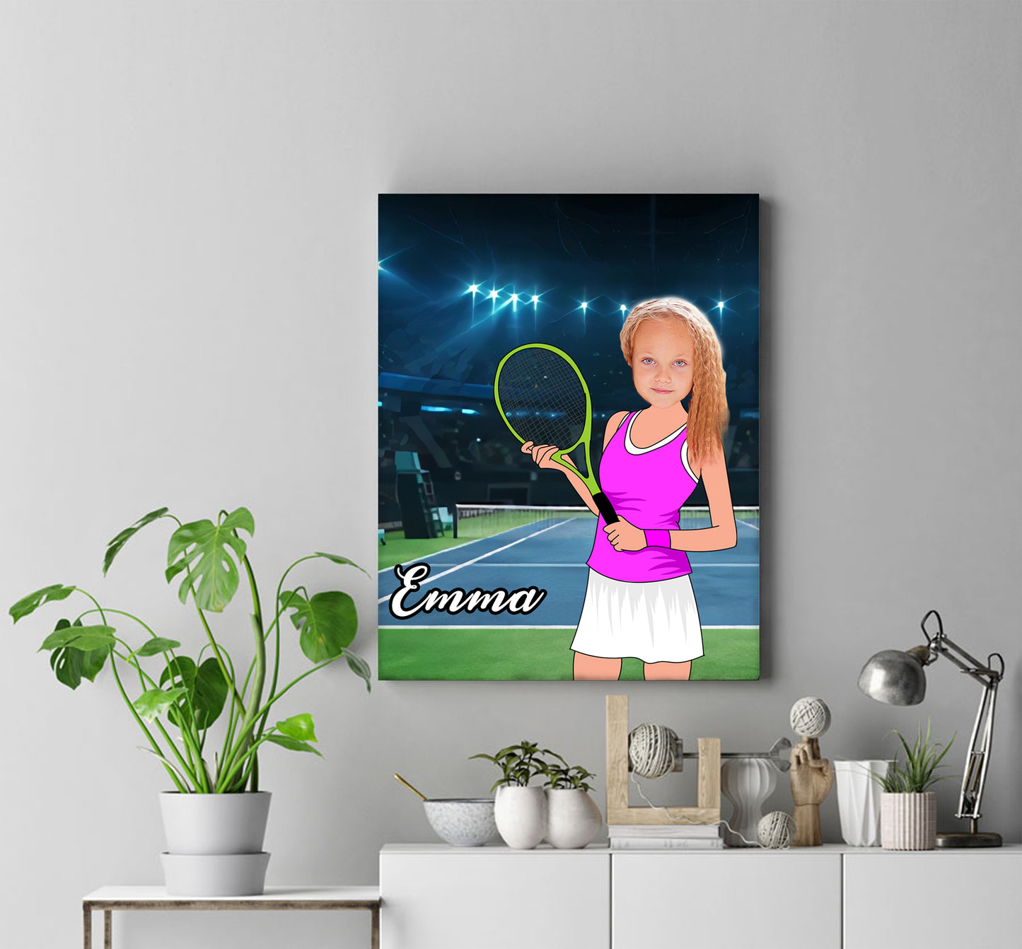 Personalised Tennis Girl Canvas Print - USTAD HOME
