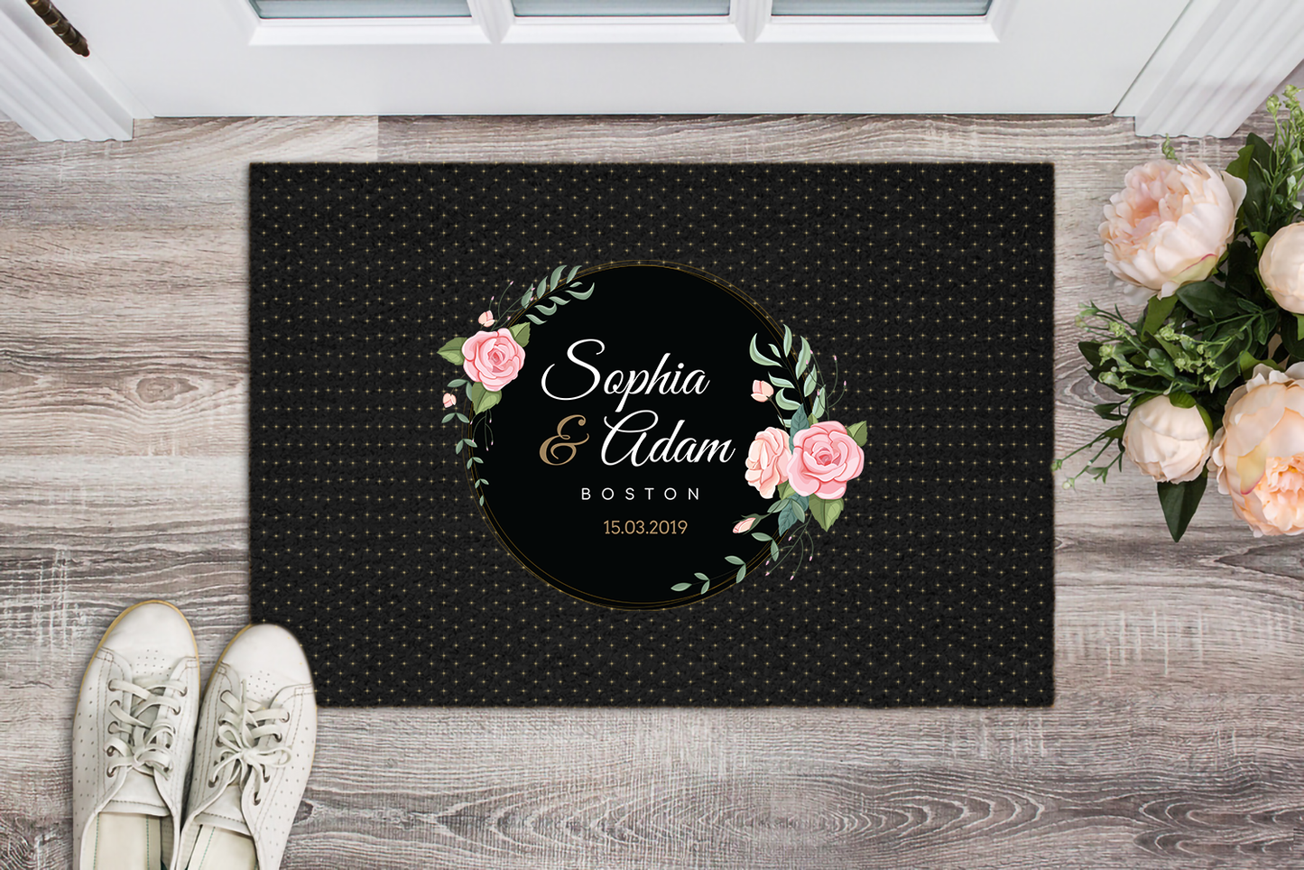 Premium Flower Personalized Doormat - USTAD HOME