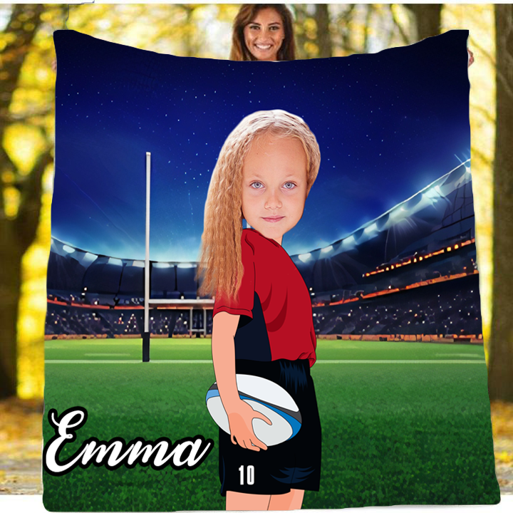 Personalised Rugby Sports Girl Blanket - USTAD HOME