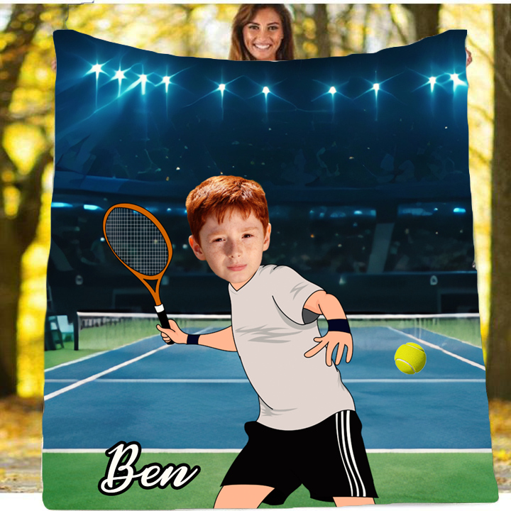 Personalised Tennis Sports Boy Blanket - USTAD HOME