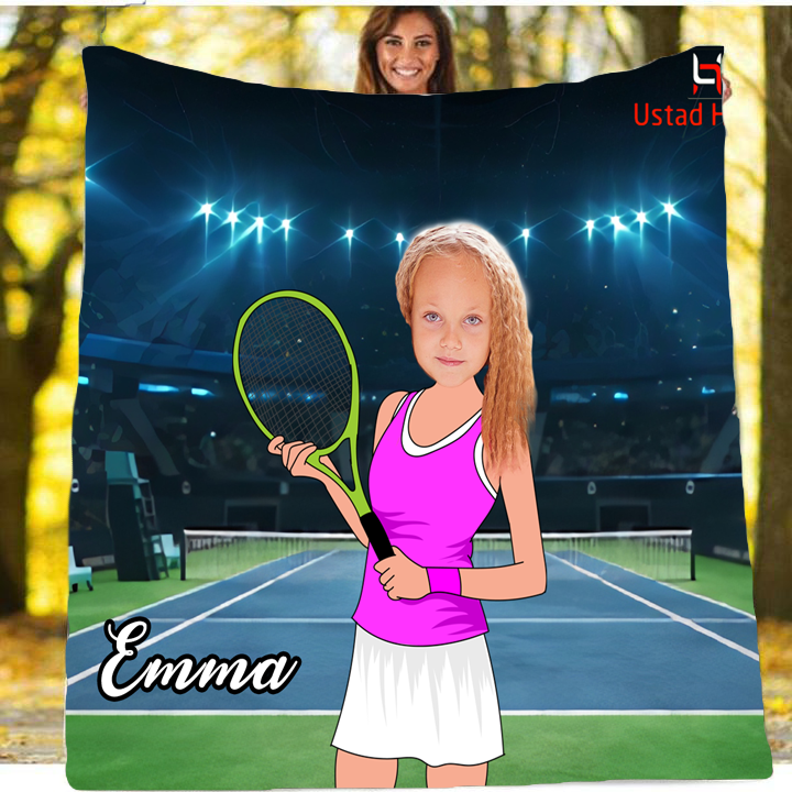 Personalised Tennis Sports Girl Blanket - USTAD HOME