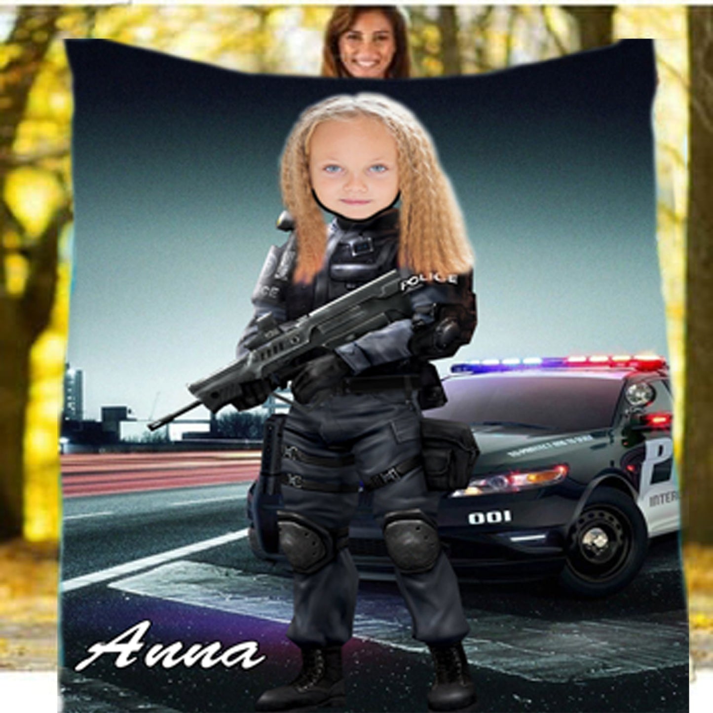 Personalised Police Girl Blanket - USTAD HOME