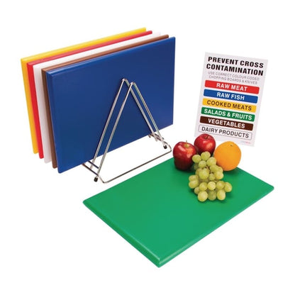 Hygiplas High Density 6-Piece Chopping Board Set with Rack 455x305x24mm s239