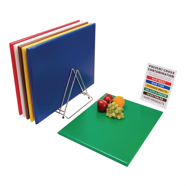 Hygiplas High Density 6-Piece Chopping Board with Rack 600x450x24mm s242
