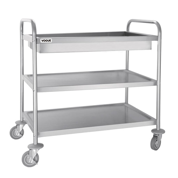 Vogue Stainless Steel 3 Tier Deep Tray Clearing Trolley cc365