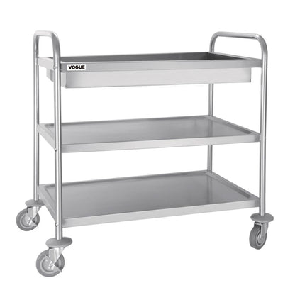 Vogue Stainless Steel 3 Tier Deep Tray Clearing Trolley cc365