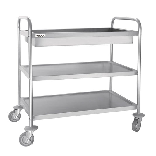 Vogue Stainless Steel 3 Tier Deep Tray Clearing Trolley cc365